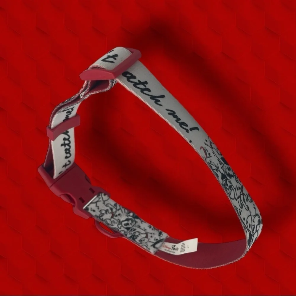 Disney Tails 101 Dalmatians Red and White Dog Collar Size Large